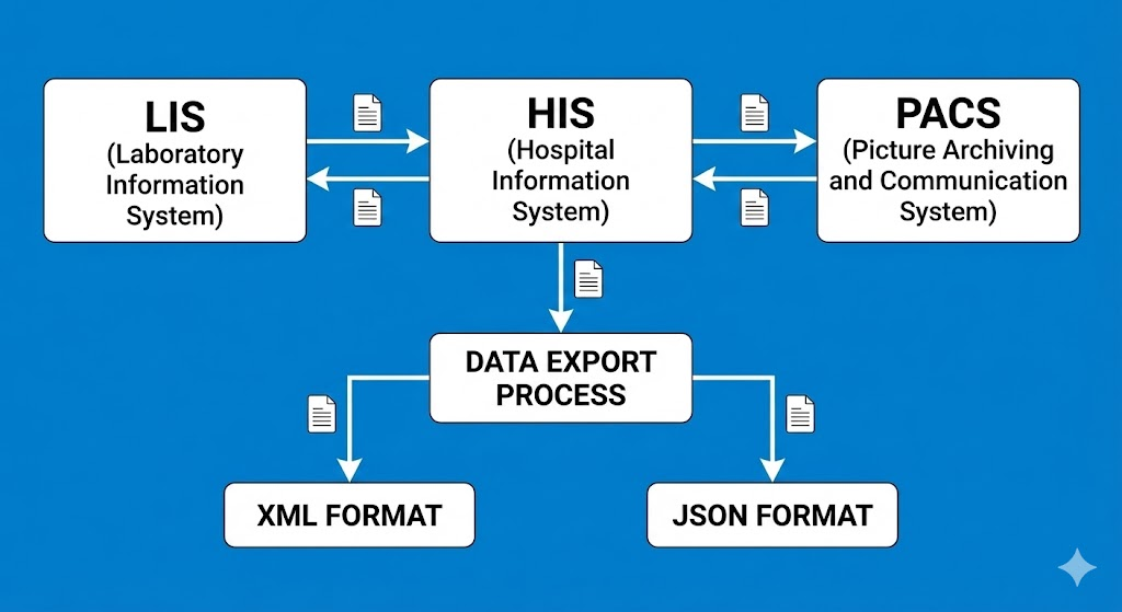 Phần mềm EMR đạt chuẩn phải có khả năng kết xuất dữ liệu XML/JSON phục vụ liên thông và chia sẻ thông tin y tế.